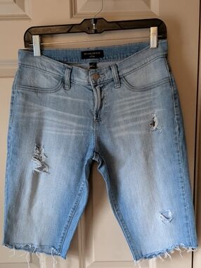 Banana Republic Light Blue Distressed Boyfriend Denim Bermuda Shorts